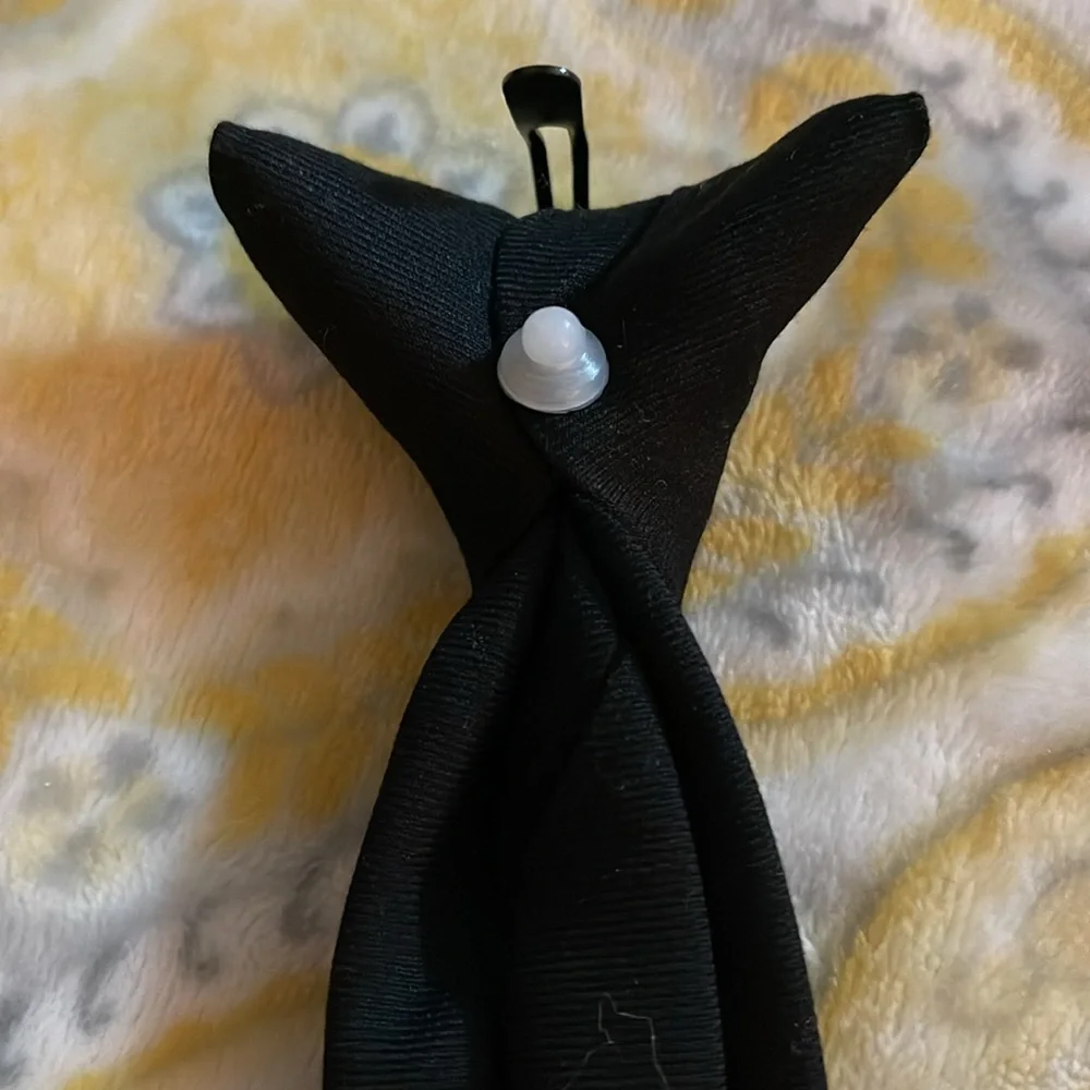 Young men’s/boys black satin clip on tie. Brand new never worn.